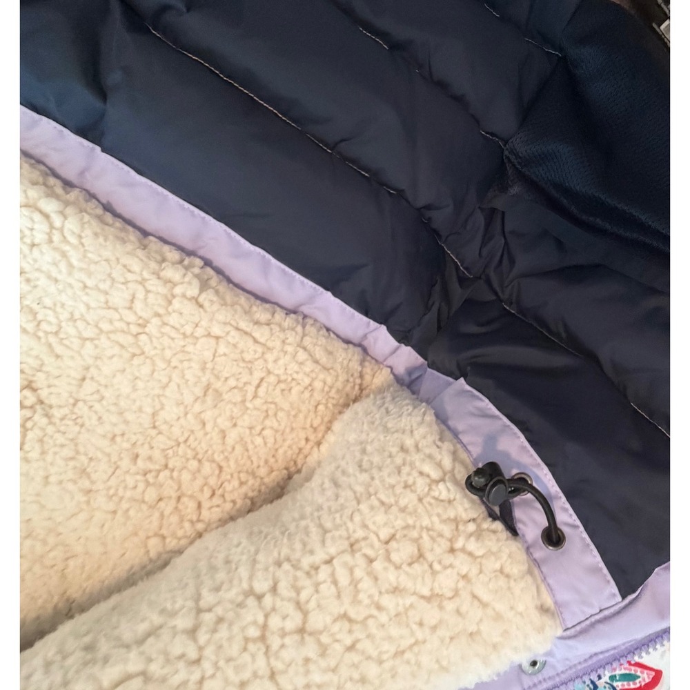 Lands End Kids Squall Winter Parka Lavender Purple Sherpa  Hood Jacket XL 18 - Picture 3 of 10